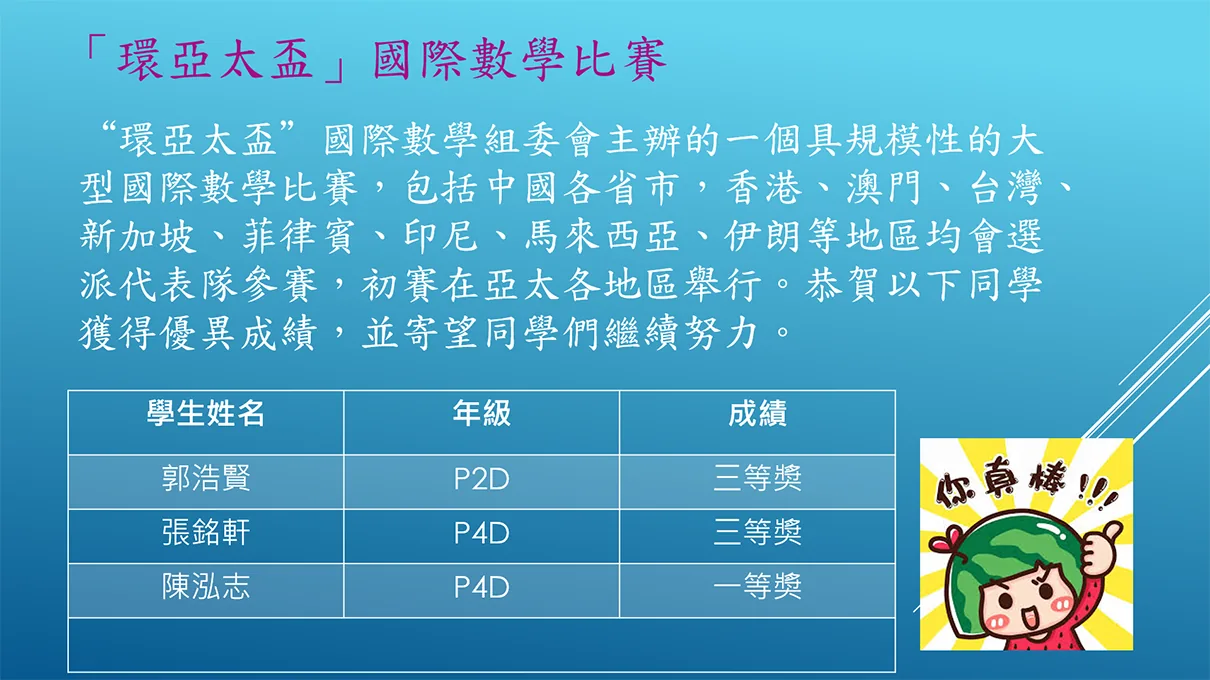 「環亞太盃」國際數學比賽